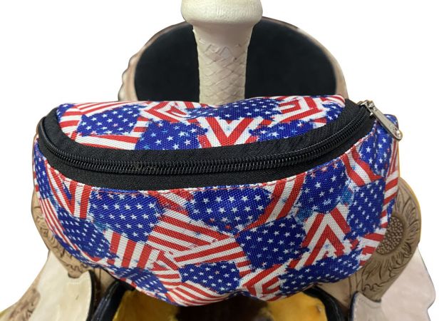 Showman American Flag Print Insulated Nylon Saddle Pouch